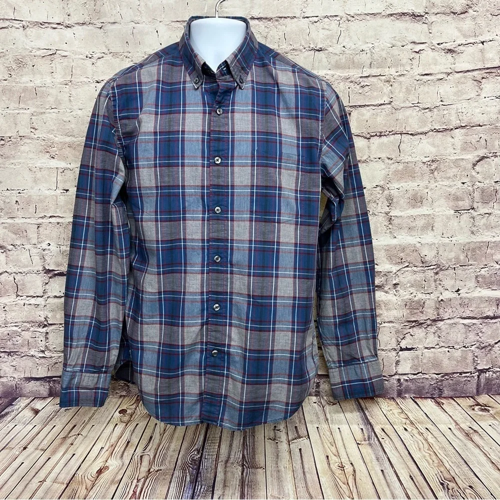 J.Crew Blue Check Slim Button Down Long Sleeve Shirt